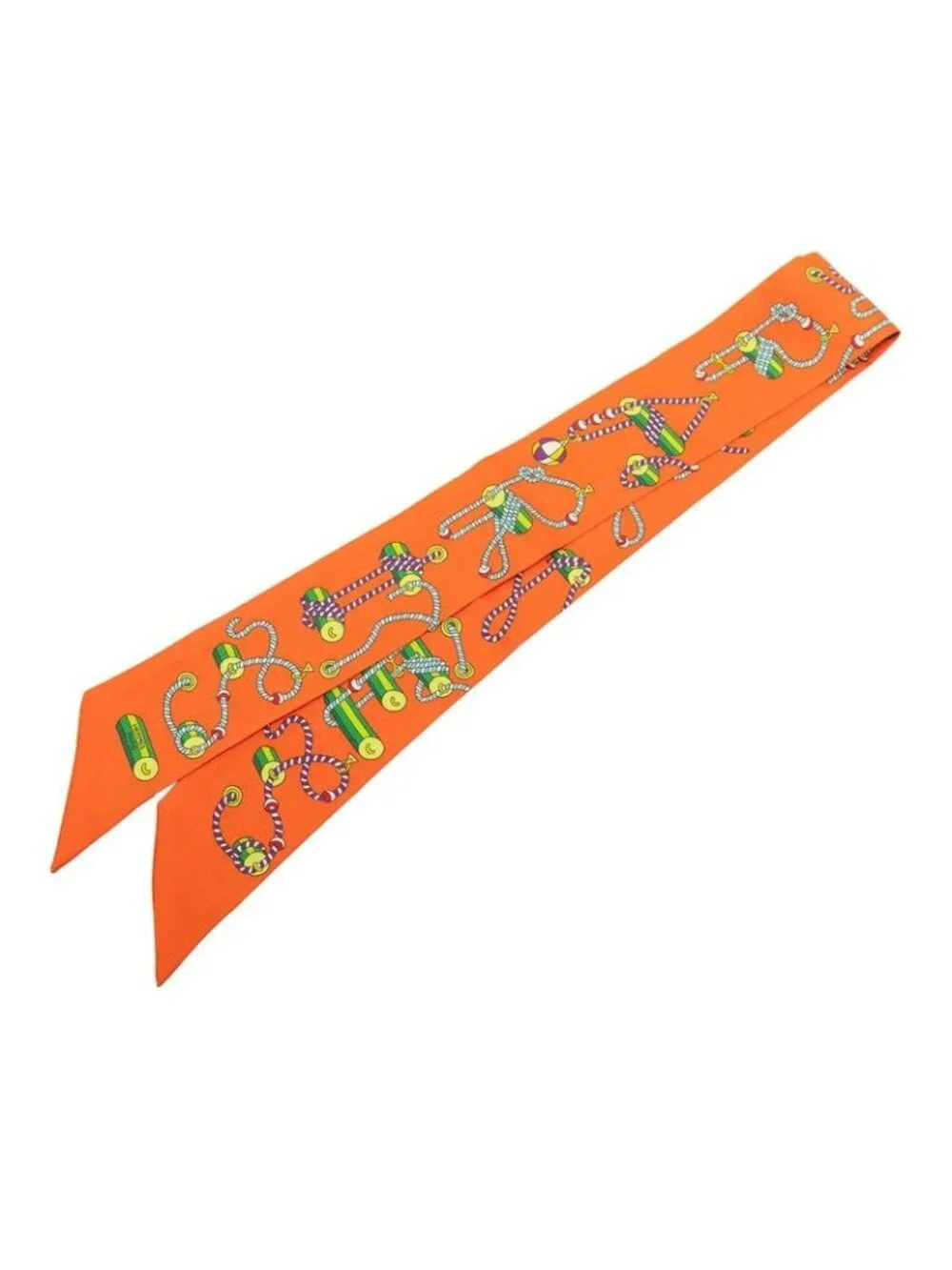 Hermes Cordages Scarf Orange Multicolor Silk - Picture 1 of 5